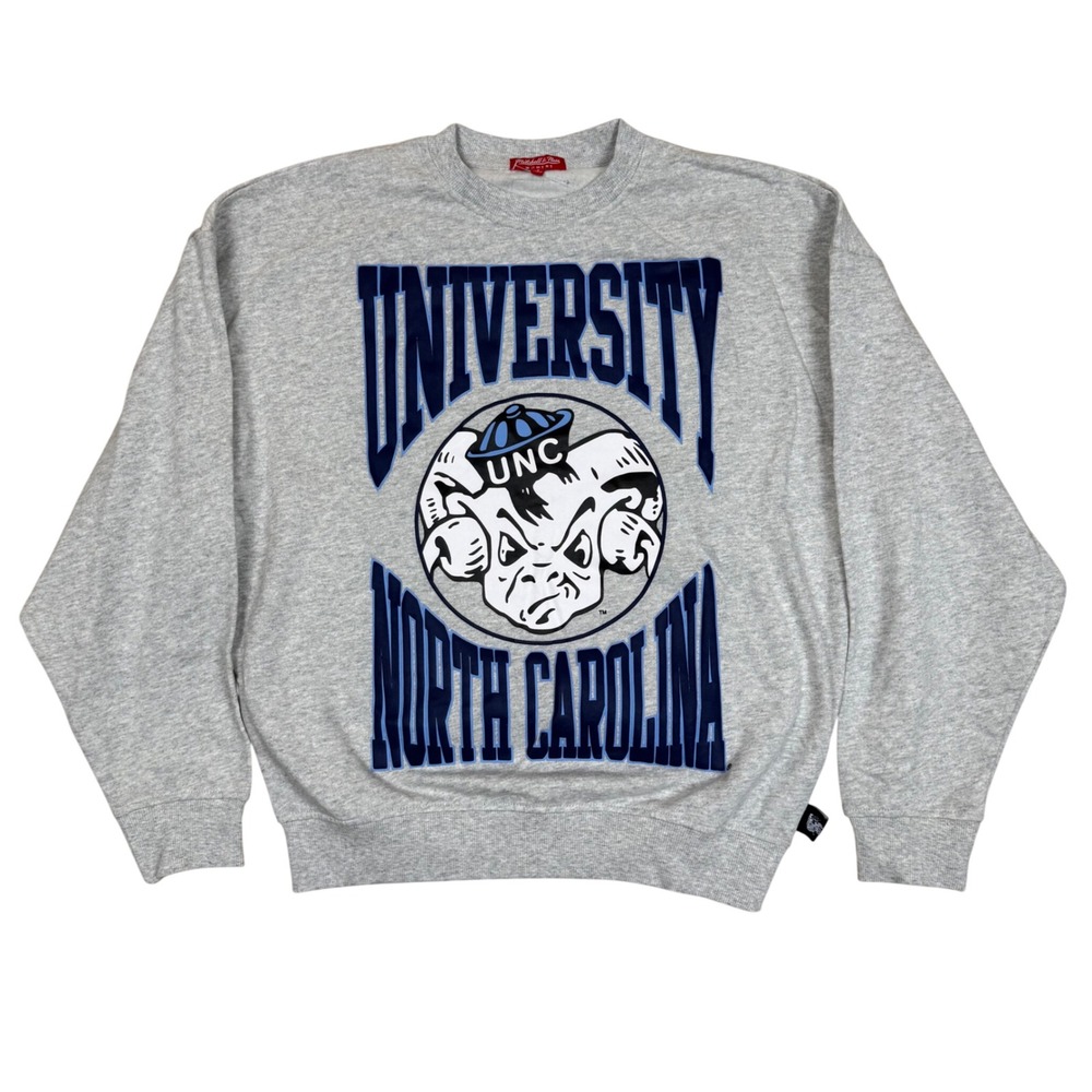 Mitchell & Ness UNC Sweatshirt S 22x25.5 Tar Heels Rameses Gray Vintage Style